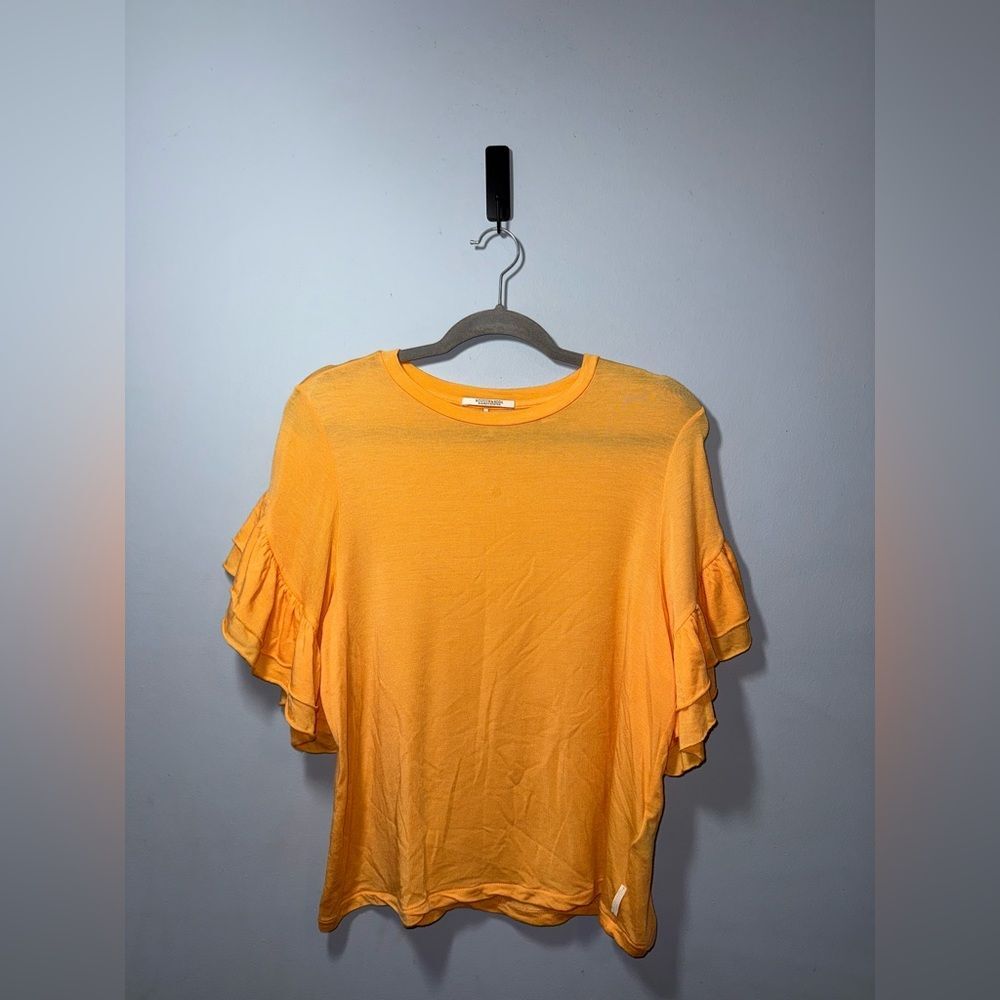 Scotch & Soda Sun N Sand Women’s Ruffle Sleeve Orange Tee Shirt Size Small EUC